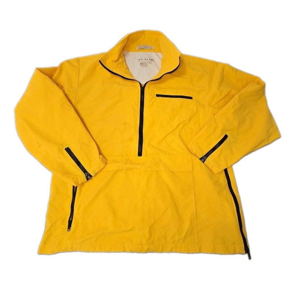 AMI Jacket Womens Medium Yellow Anorak Pullover Windbreaker Mesh Lined VTG Y2K M